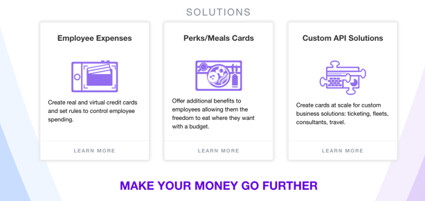 screenshot of Emburse solutions options